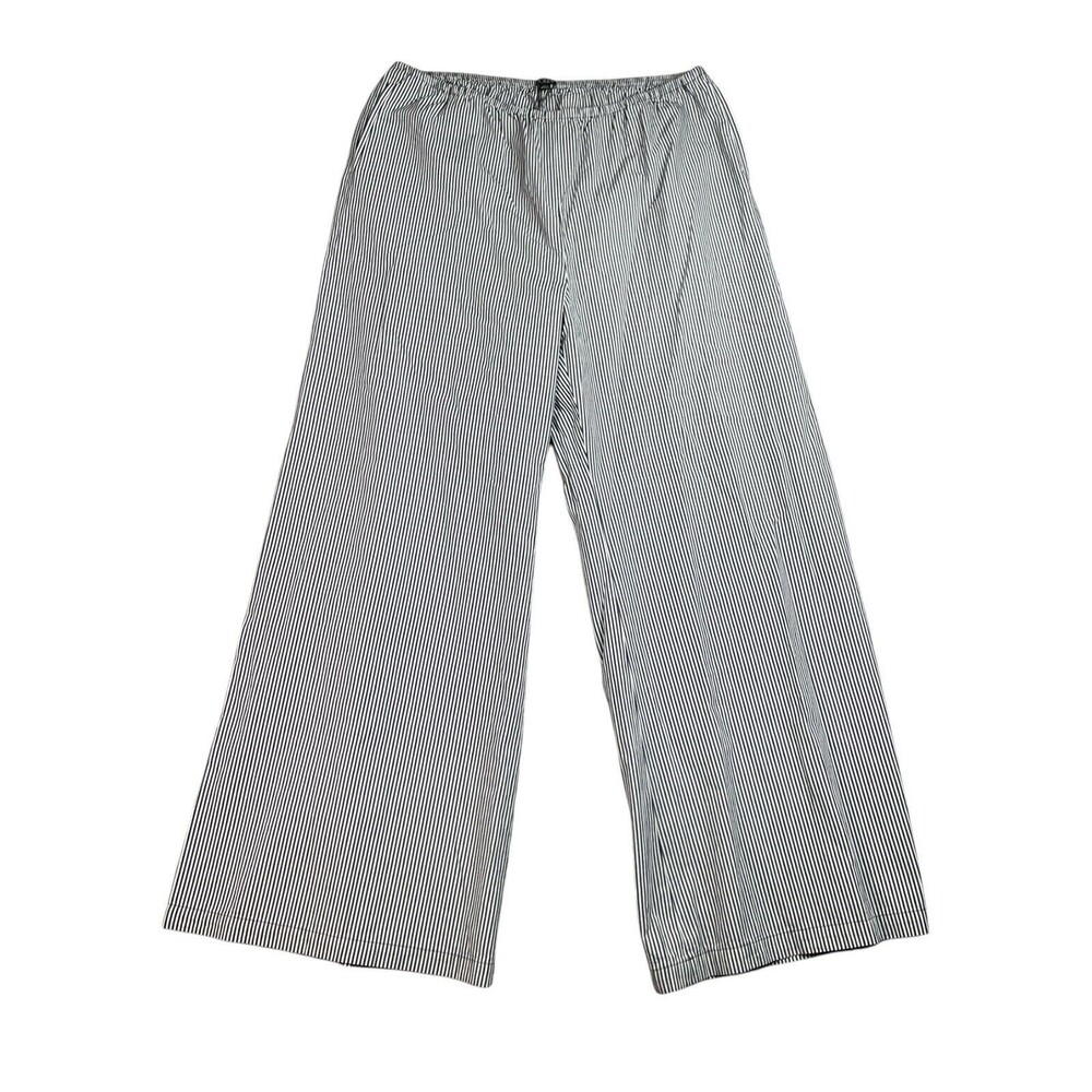 J.Crew Tall Wide Leg Pants XXLT Navy White Cosmo Oxford Striped Pull On CN273